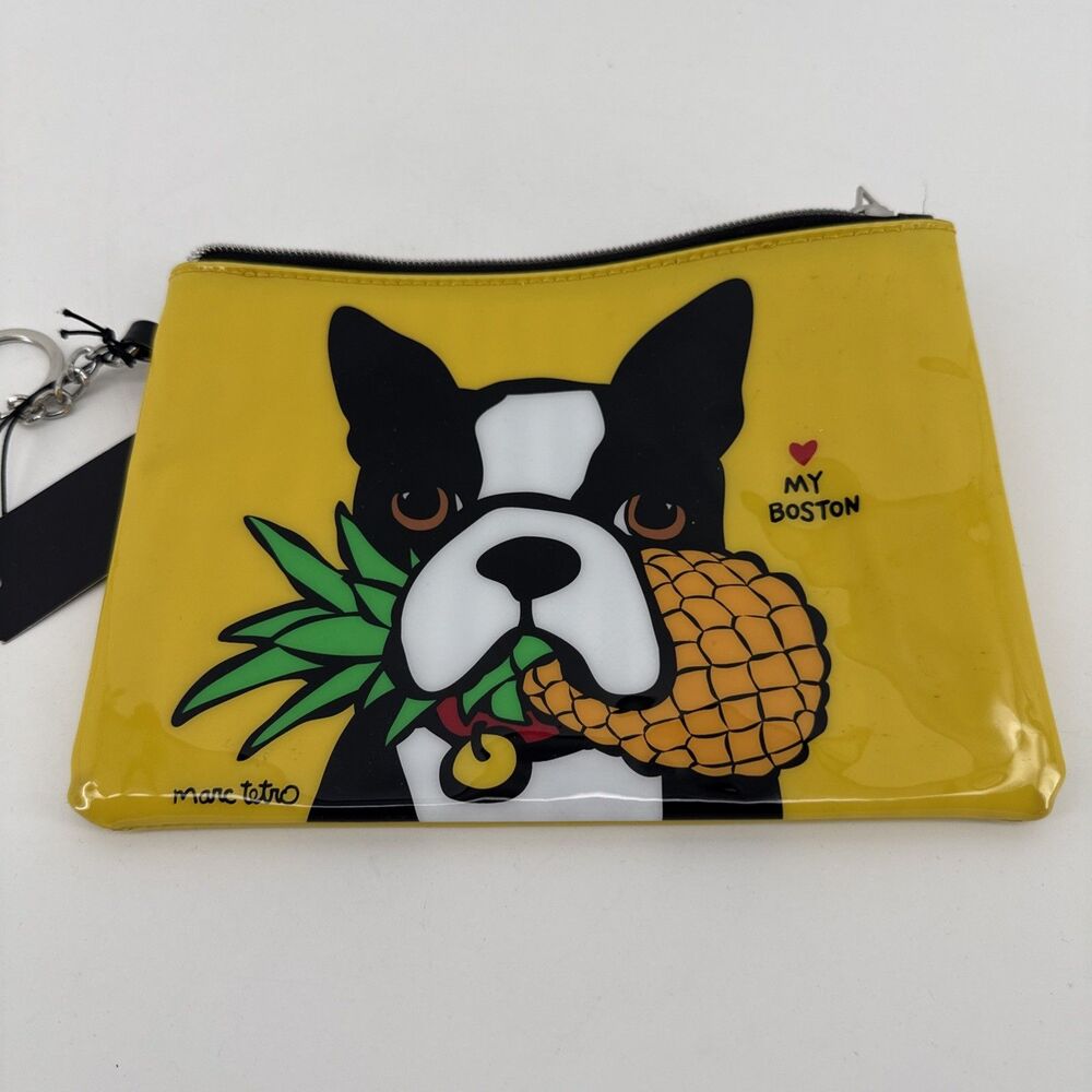 Marc Tetro Boston Terrier PINEAPLE Yellow Cosmetic Bag